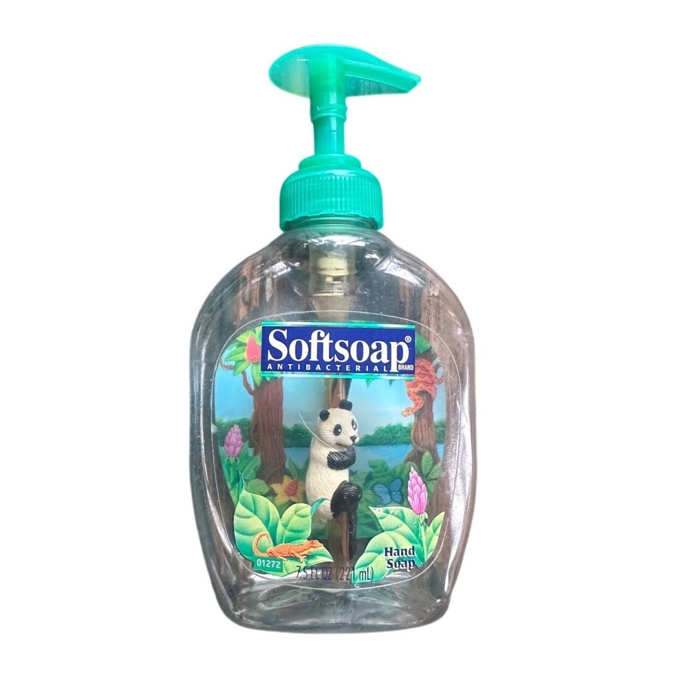 Vintage Softsoap Panda Jungle Empty Hand Soap Bottle‎ 7.5oz Collectible Decor